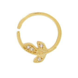 PIERCING FOLHINHA CRAVEJADA BANHADO A OURO 18K