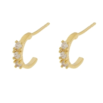 BRINCO MINI ARGOLINHA COM 3 PONTO DE LUZ NO MEIO BANHADO A OURO 18K