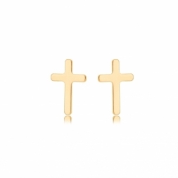 BRINCO CRUZ LISA BANHADO A OURO 18K