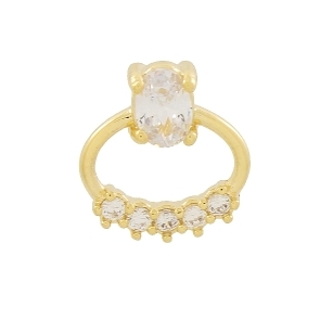 PINGENTE PEDRA OVAL COM 5 PEDRINHAS REDONDAS BANHADA A OURO 18K 