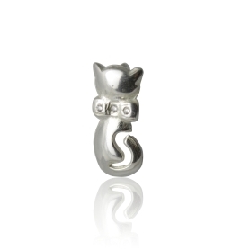 PINGENTE DE PRATA 925 GATO COM ZIRCÔNIA 