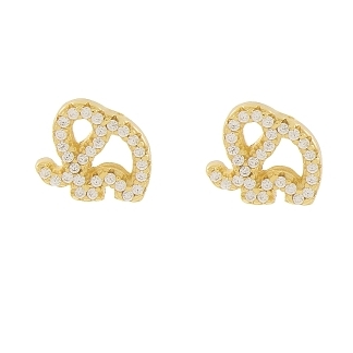 BRINCO ELEFANTE PEQUENO TODO CRAVEJADO BANHADO A OURO 18K
