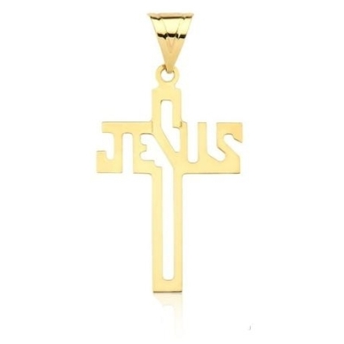 PINGENTE CRUZ JESUS BANHADO A OURO 18K