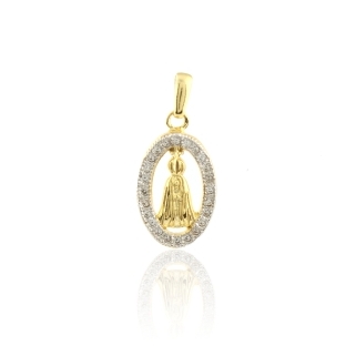 PINGENTE NOSSA SENHORA APARECIDA ARO CRAVEJADO BANHADO A OURO 18K