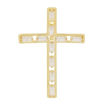 PINGENTE CRUZ COM PEDRAS NAVETE CRISTAL BANHADO A OURO 18K