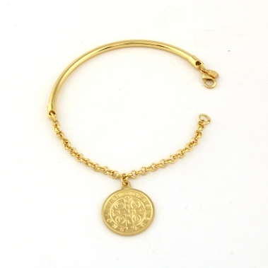 PULSEIRA BRACELETE SAO BENTO BANHADO A OURO 18K