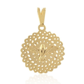 PINGENTE TRABALHADO COM ESPIRITO SANTO BANHADO A OURO 18K