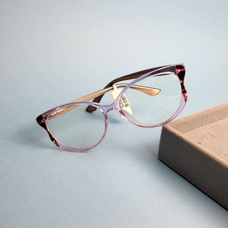 Armacao para oculos de grau infanto juvenil feminino na cor lilas com detalhe rosa e areia