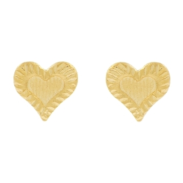 Brinco ourinho coracao pequeno pontudinho banhado a ouro 18k