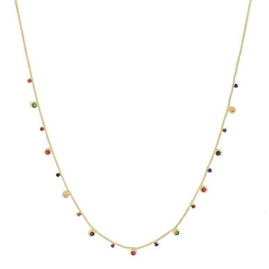 Chocker com zirconias coloridas banhada a ouro 18k