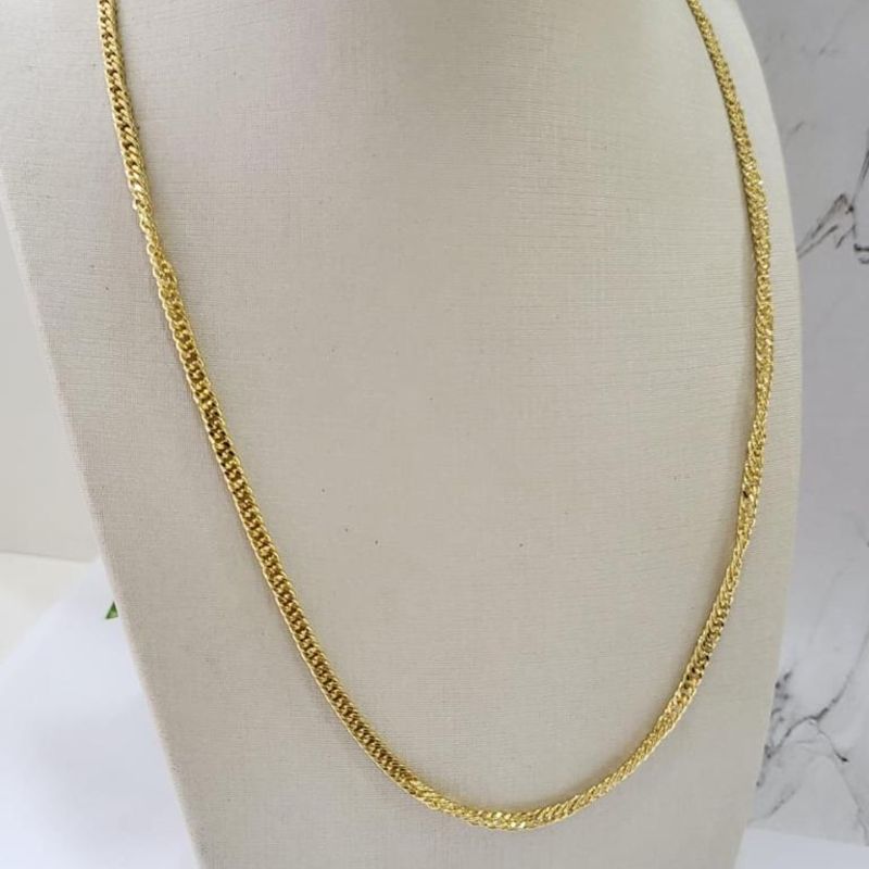 Corrente grume dupla lixada banhado a ouro 18k