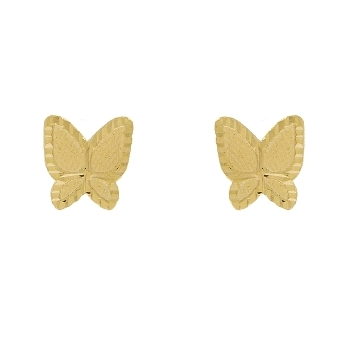 Brinco ourinho borboleta pequena banhado a ouro 18k