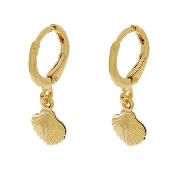 ARGOLINHA CLICK CONCHA DUPLA PEQUENA BANHADO A OURO 18K
