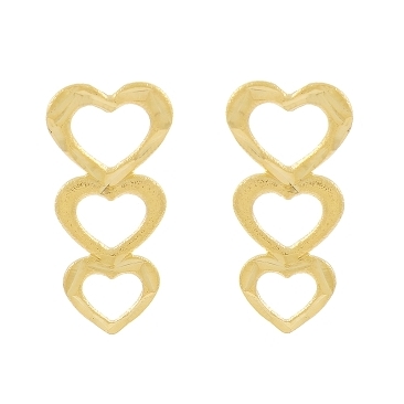 BRINCO OURINHO TRES CORACOES BANHADO A OURO 18K