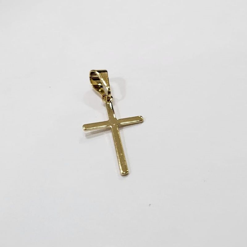 Pingente cruz lisa pequena banhado a ouro 18k