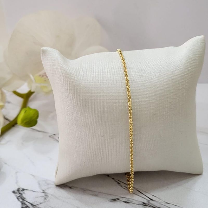 Pulseira elo portugues infantil fininha 1,8mm sem extensor banhada a ouro 18k