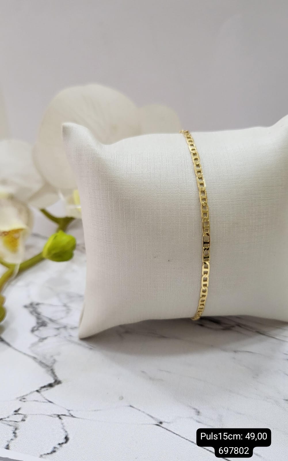 Pulseira infantil no elo gutti fino banhado a ouro 18k