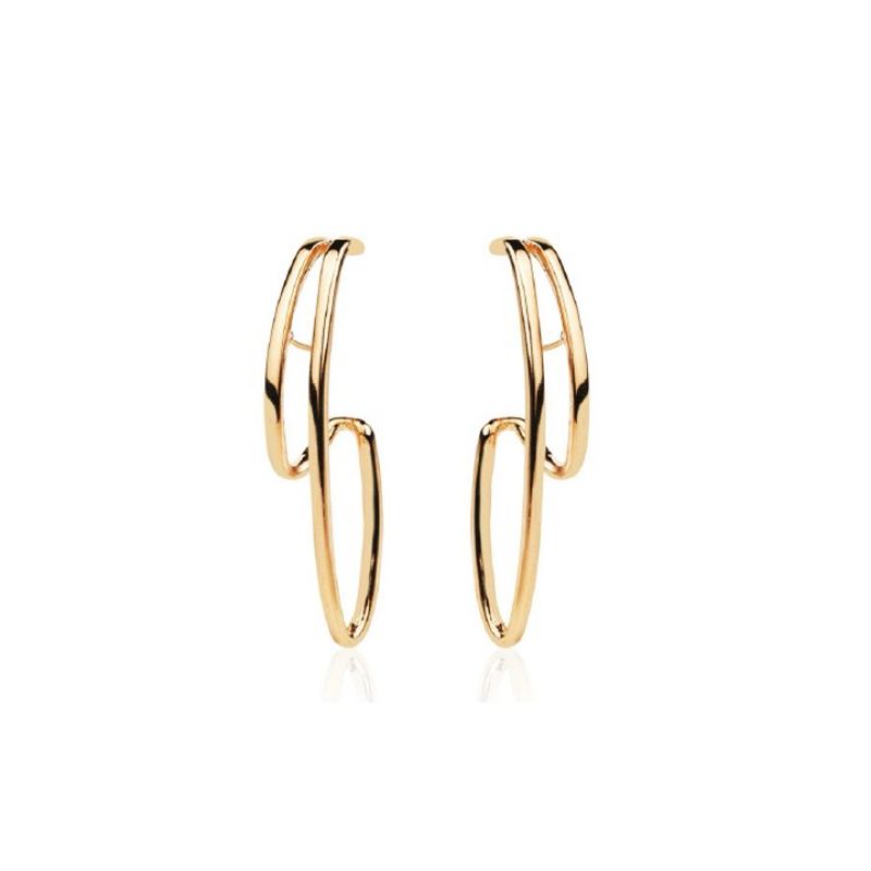 Brinco de aro duplo banhado no ouro 18k