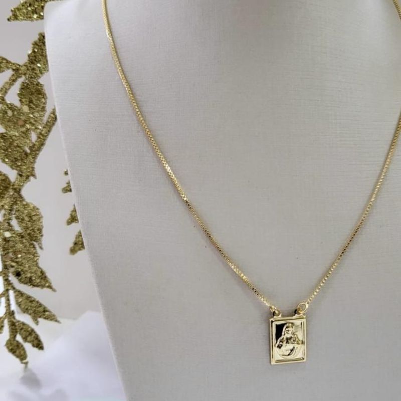 Escapulario sagrado coracao de jesus plaquinha maior banhado a ouro 18K