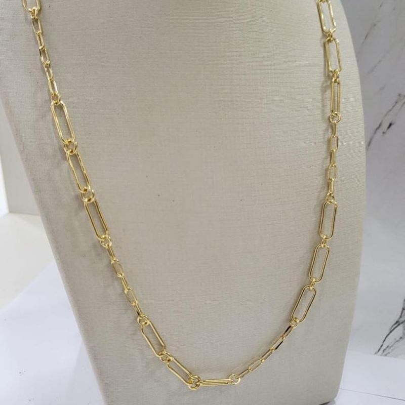 Colar elo cartie 5x3 banhado a ouro 18k