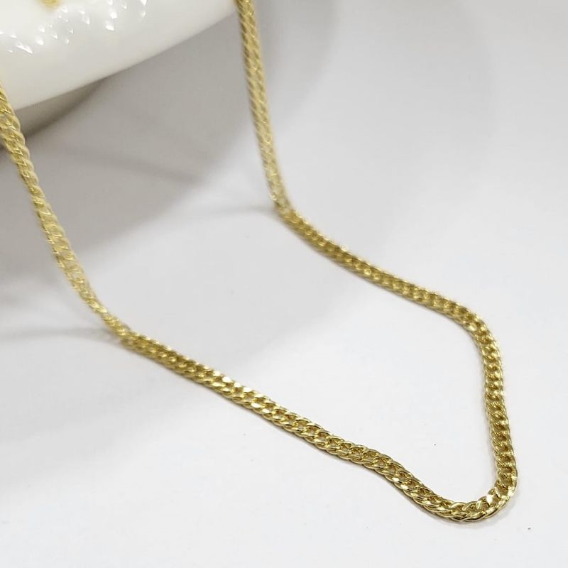 Corrente elo grumet dupla fina diamantada seis lados banhado a ouro 18k