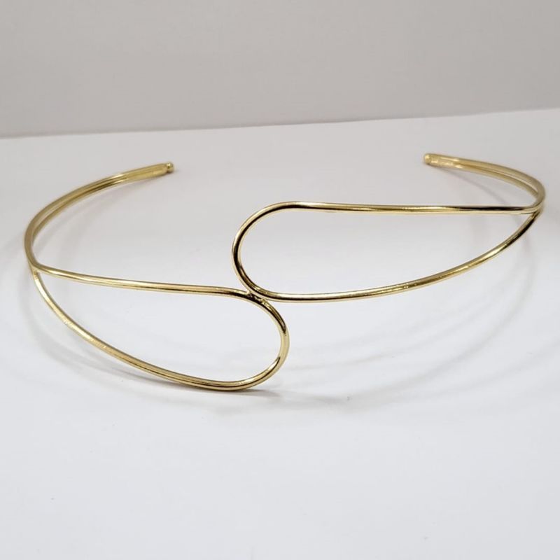 Aro chocker duas gotas deitadas banhado a ouro 18k