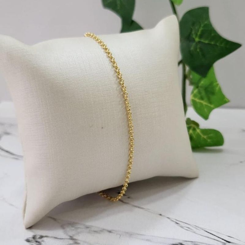 Pulseira elo portugues fininha 1,8mm sem extensor banhada a ouro 18k