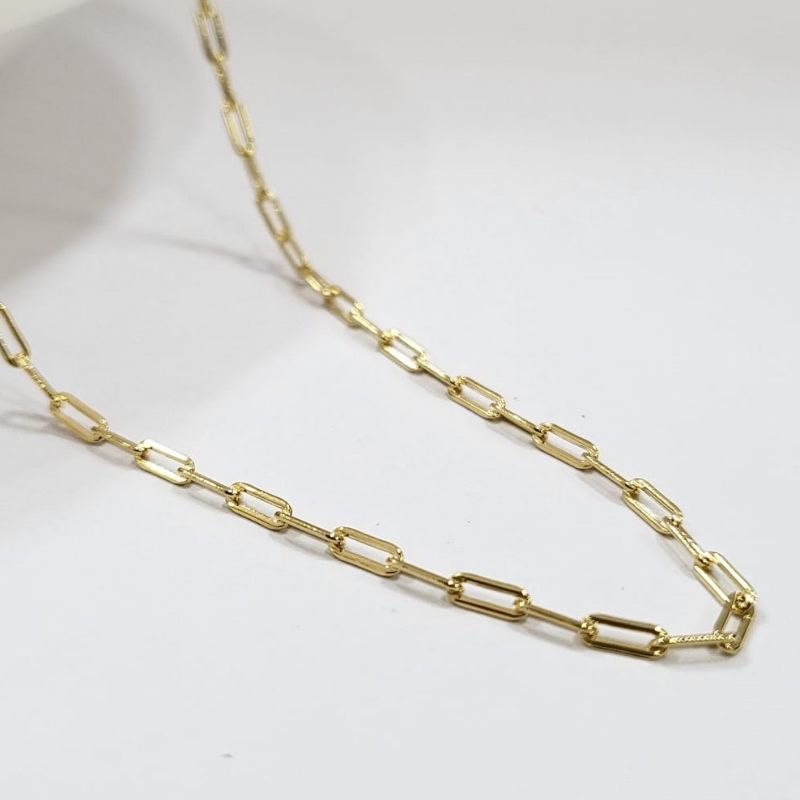 Corrente elo cartie fina longa 0.50 banhada a ouro 18k