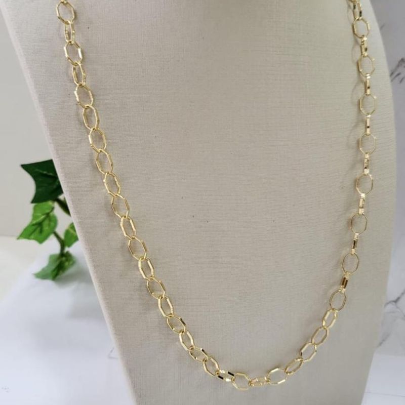 Colar elo sextavado banhado a ouro 18k
