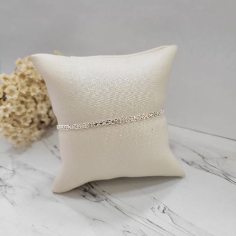 Pulseira feminina bismark renda dois fios f050 prata 925