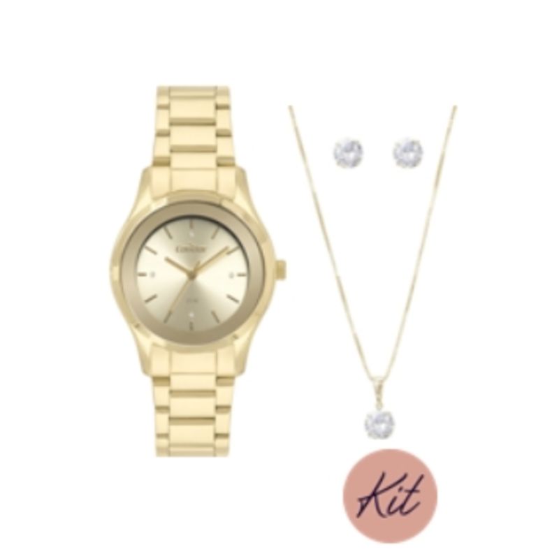 CO2035NFF/K4D Relogio analogico condor kit redondo caixa media feminino dourado