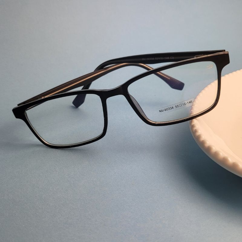 Armacao para oculos de grau quadrado acetinado masculino preto perna fina