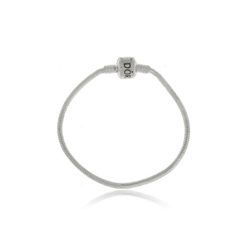 Pulseira pandora com fecho redondo largo prata 925