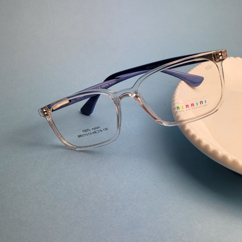 Armacao para oculos de quadrado infantil transparente com azul