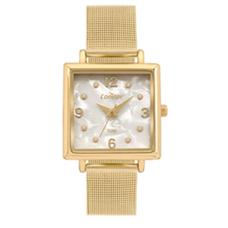CO2035NFR/4B Relogio analogico condor quadrado caixa pequena feminino dourado