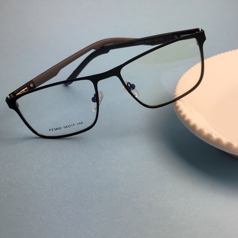 Armacao para oculos de grau quadrado masculino parafusado ferro preto