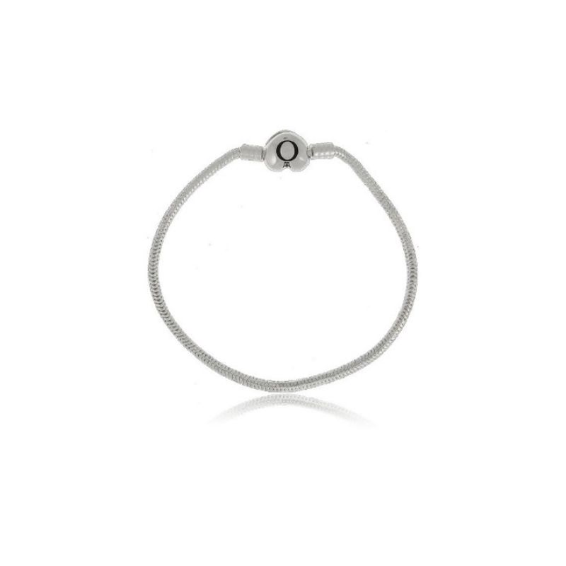 Pulseira pandora com fecho liso coracao prata 925