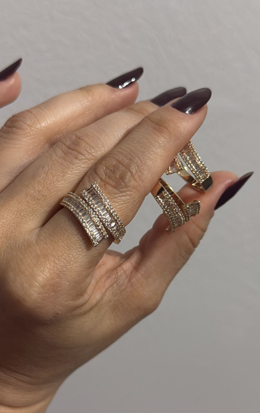 Anel Fileiras em Baguete e Zircônias