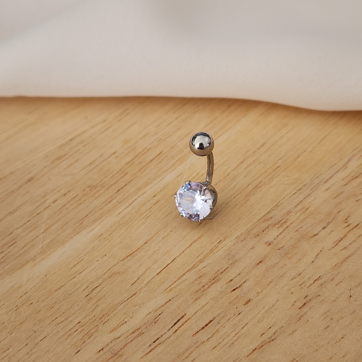 PIERCING AÇO INOX UMBIGO ZIRCÔNIA CRISTAL
