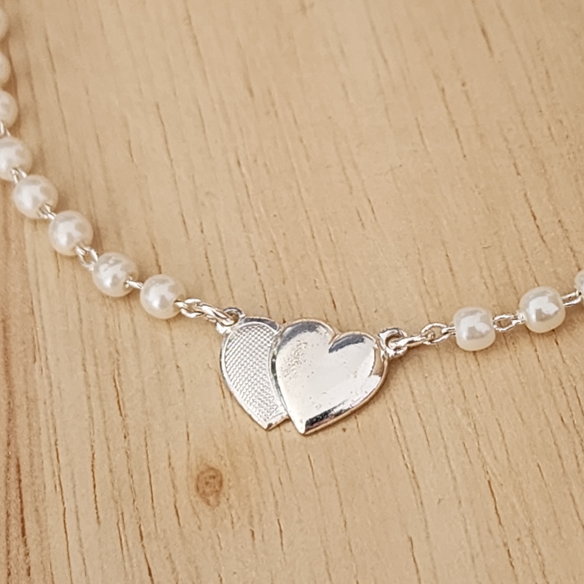 PULSEIRA RÓDIO BRANCO CORRENTE PÉROLA PINGENTE CORAÇÃO