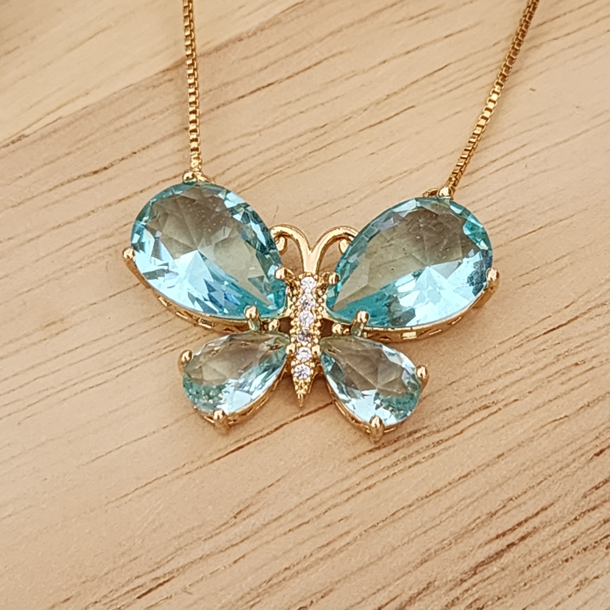 CONJUNTO DOURADO BORBOLETA ZIRCÔNIA