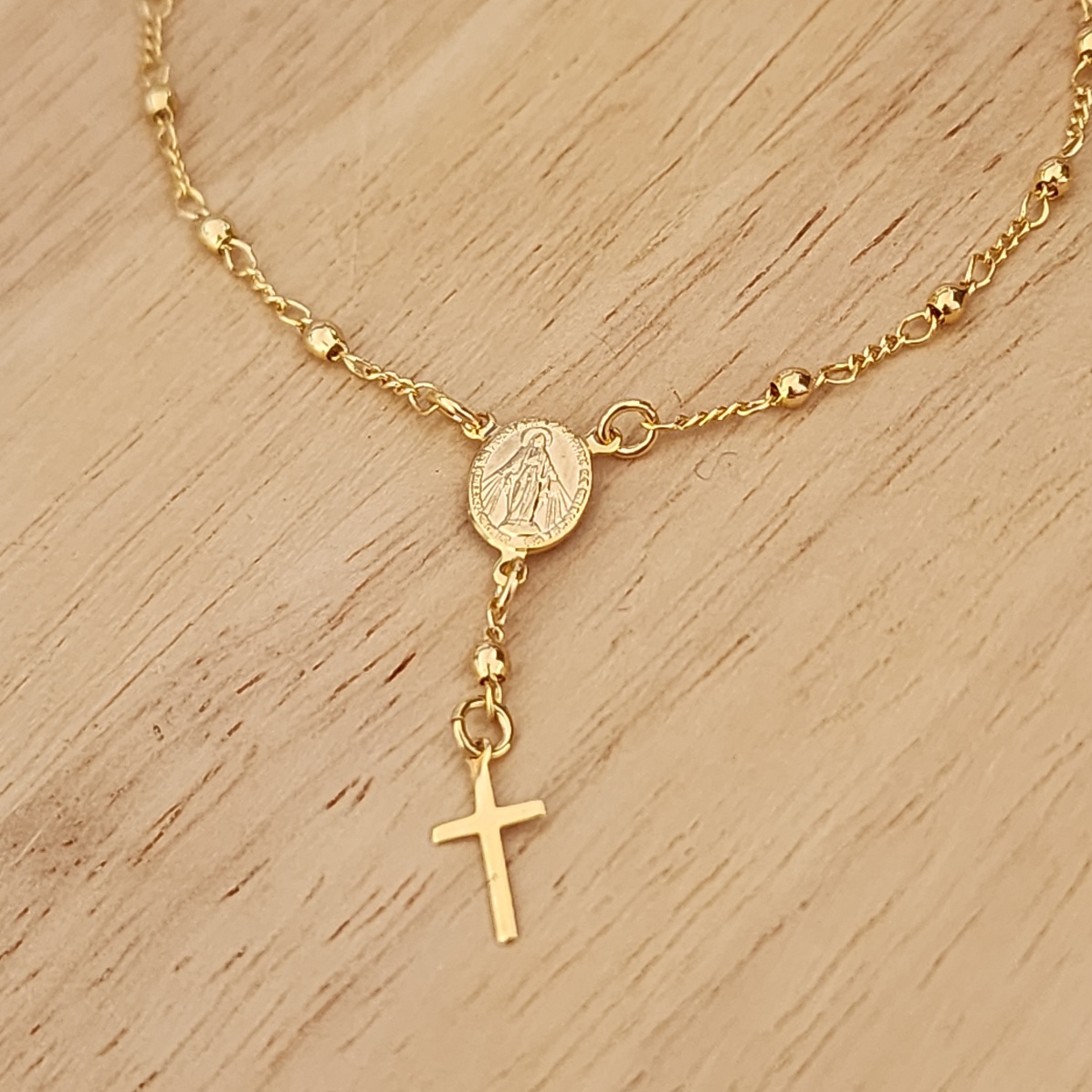 PULSEIRA DOURADA BOLINHAS TERÇO