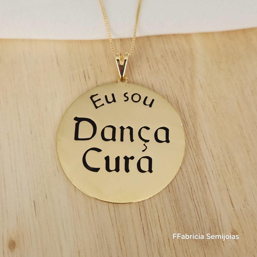 COLAR CORRENTE VENEZIANA 45+5CM COM PINGENTE MANDALA EU SOU DANÇA CURA G- 4CM