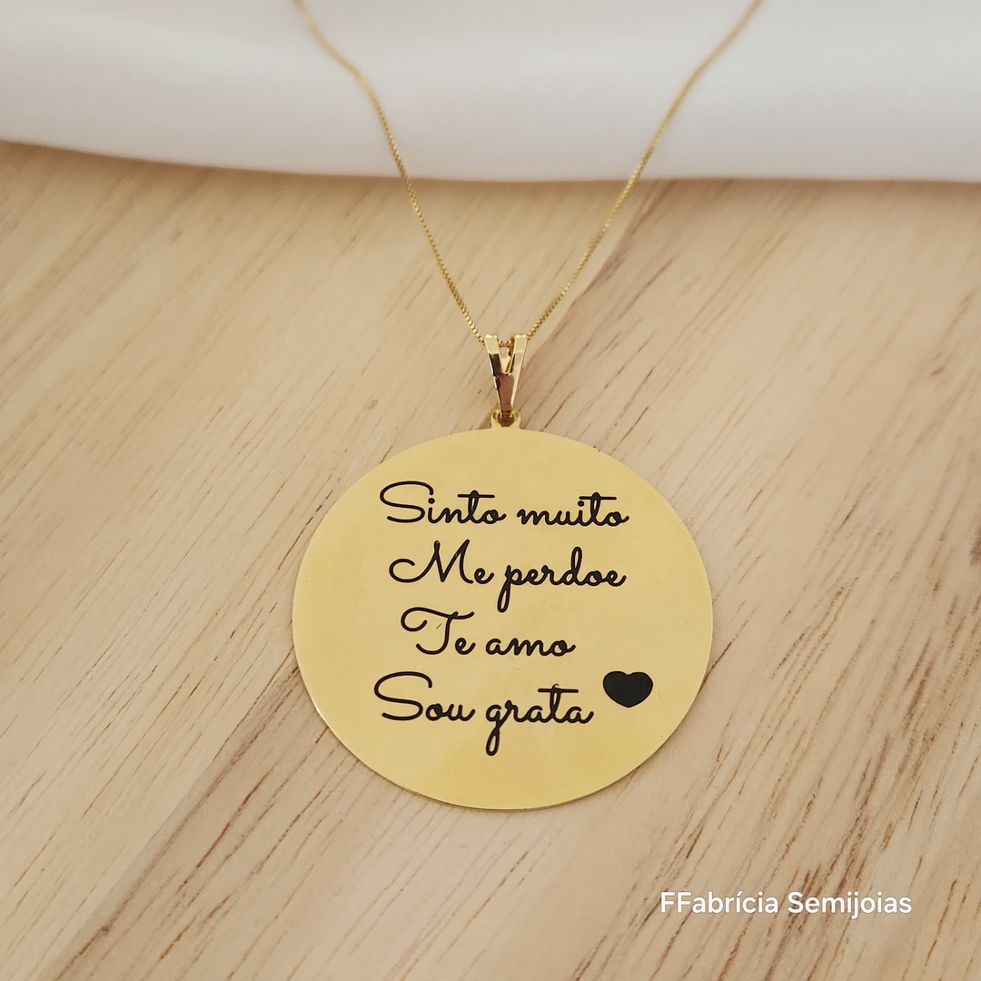 COLAR MANDALA HO´HOPONOPONO - SINTO MUITO, ME PERDOE, TE AMO, SOU GRATA - 4CM