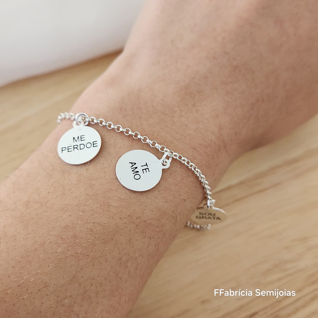 PULSEIRA ELO PORTUGUÊS PINGENTES SINTO MUITO, ME PERDOE, TE AMO, SOU GRATA - HO'HOPONOPONO