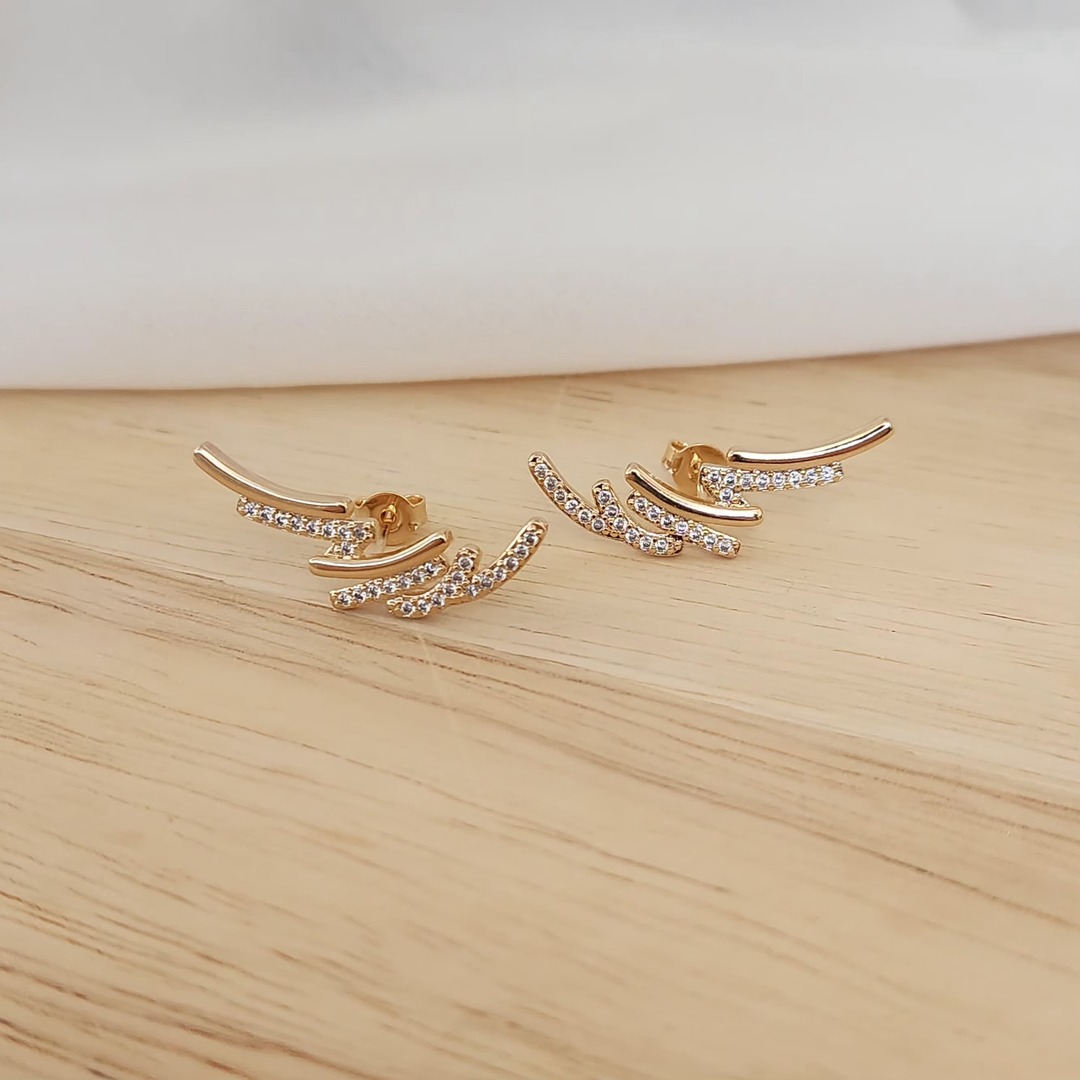 BRINCO EAR CUFF  FIOS CRAVEJADO EM MICROZIRCÔNIAS CRISTAL