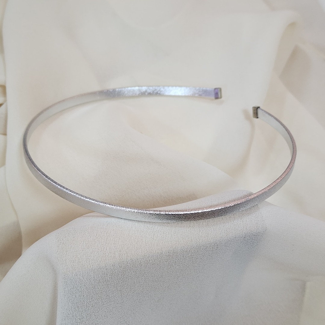 COLAR GARGANTILHA CHOKER CHAPADA PRATA FOSQUEADA