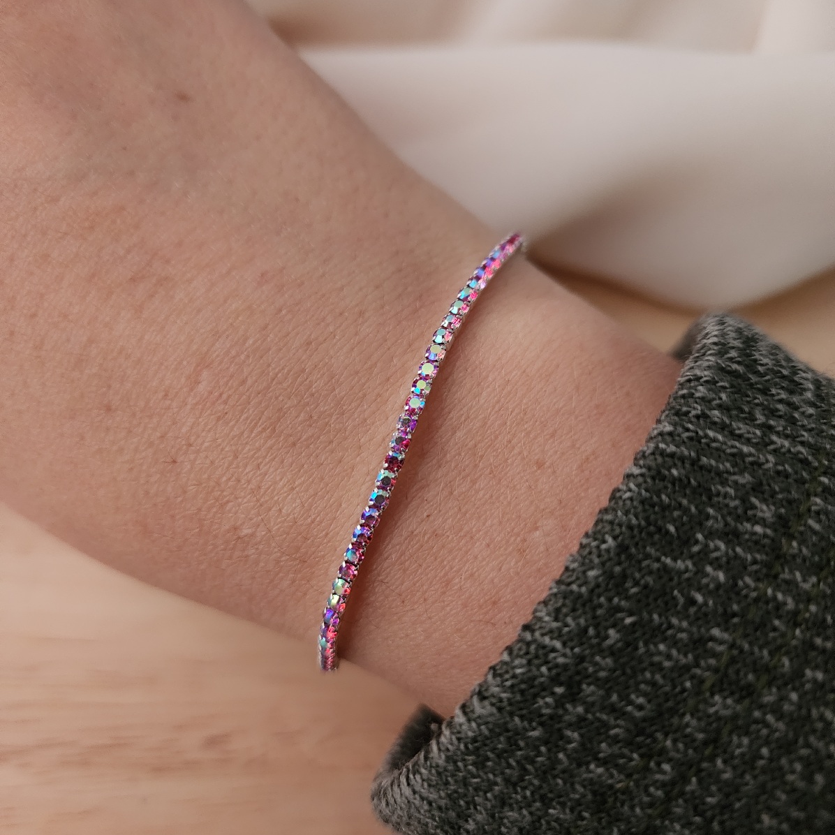 PULSEIRA ZIRCÔNIAS ROSA ESCURO