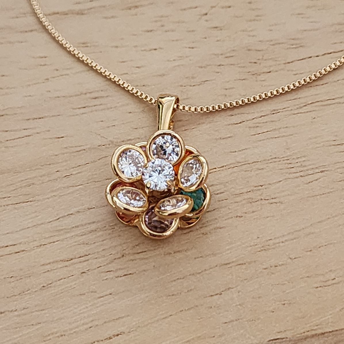 COLAR VENEZIANA COM PINGENTE FLÔR 40CM+5CM