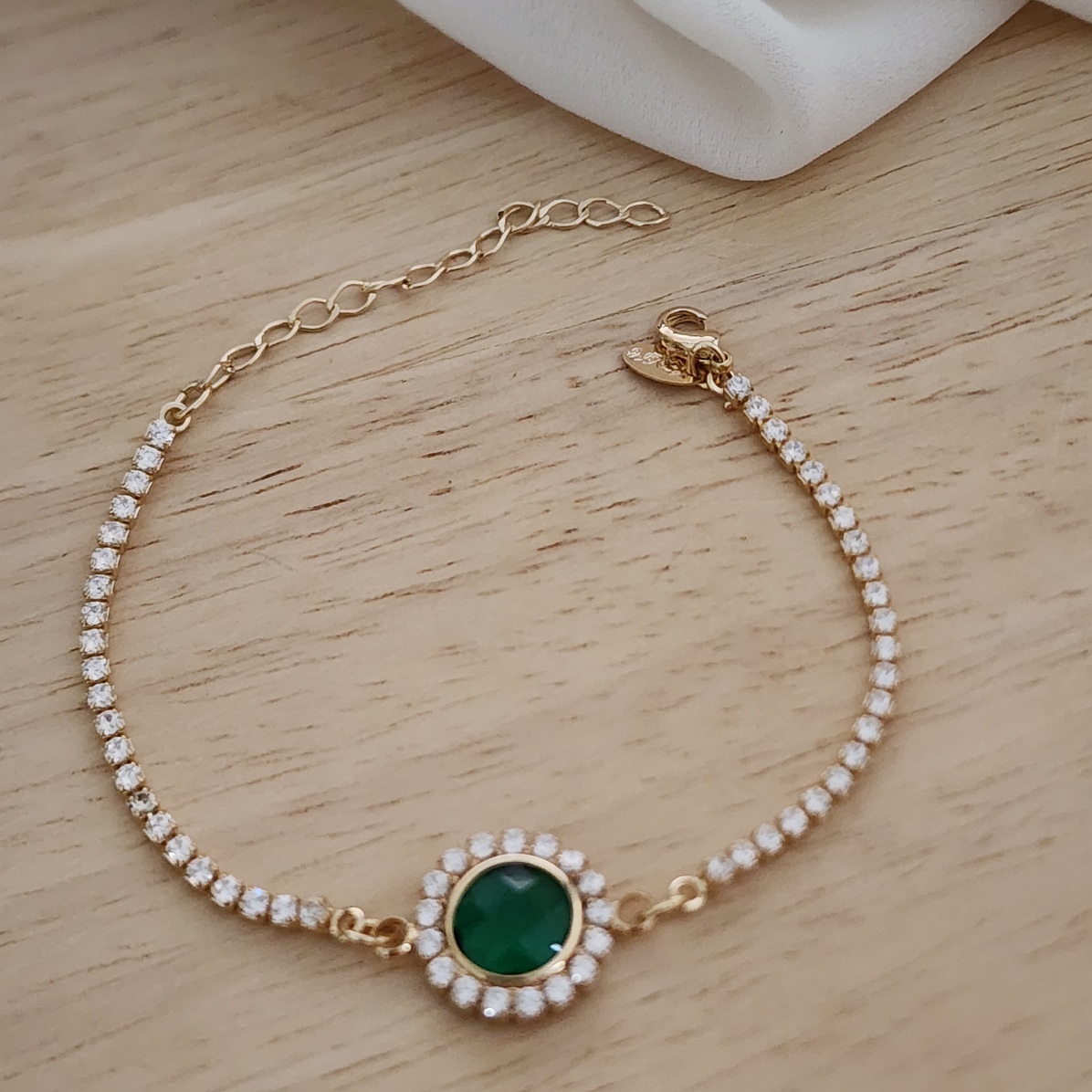 PULSEIRA RIVIERA COM PINGENTE VERDE
